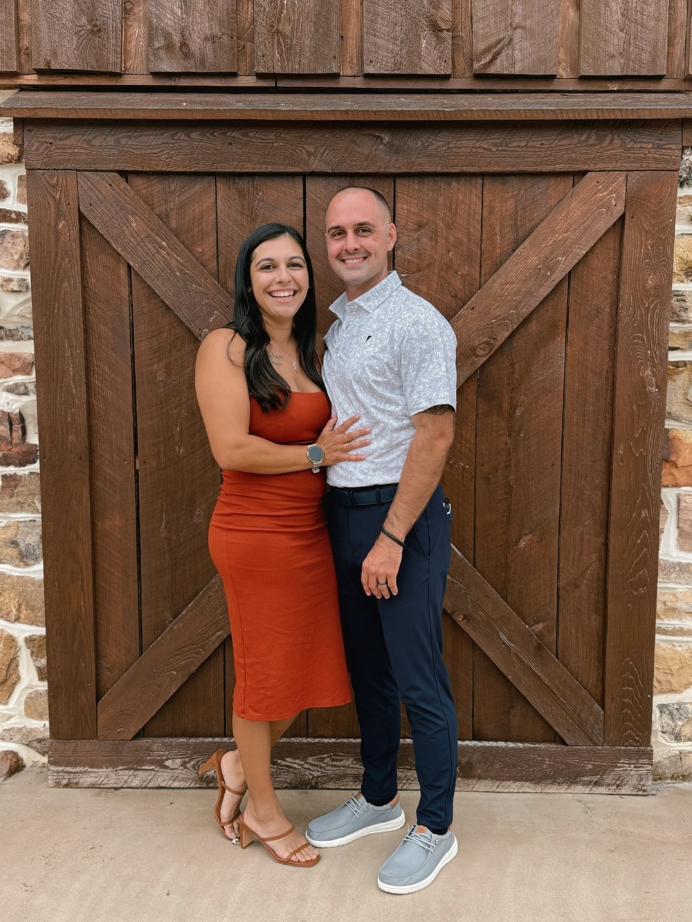 Francesca’s bodycon burnt orange slit dress